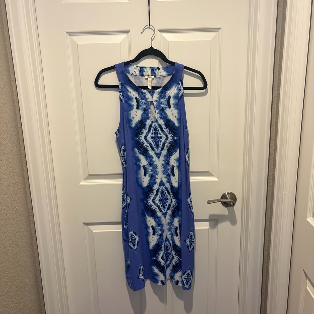 Soma Blue and White Sleeveless Mini Dress